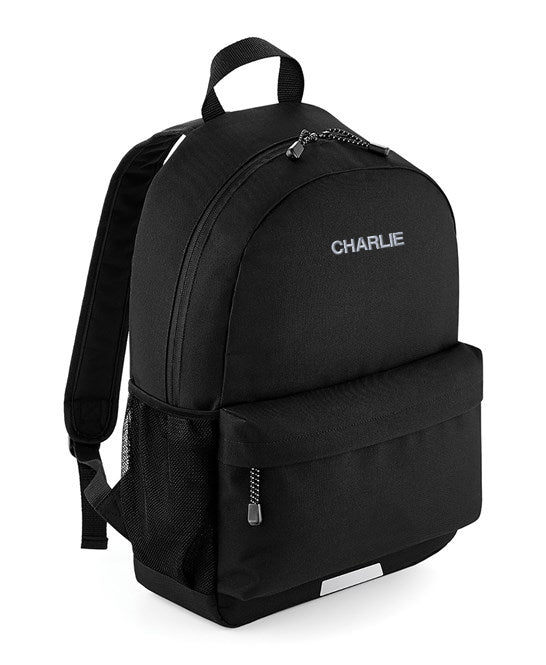 Personalised black clearance backpack